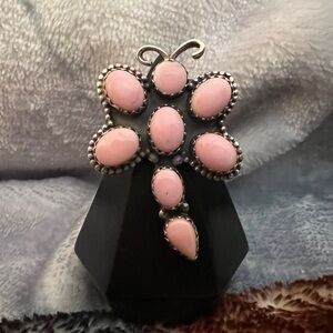 ❤️ Queen Pink Conch 925 Dragonfly Navajo Southwestern Size 9 Ring 10gm